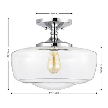 Marfa 14" Glass/Iron Farmhouse Modern LED Flush Mount